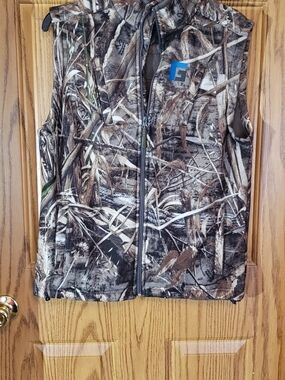 Source Unknown Brown & Green Camouflage Fleece Vest. Small. Outdoor Wear.